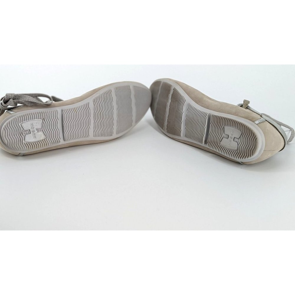 HOGAN SUEDE LACE UP BALLERINA FLAT Grey Silver sz 8.5 Italian - Picture 13 of 16